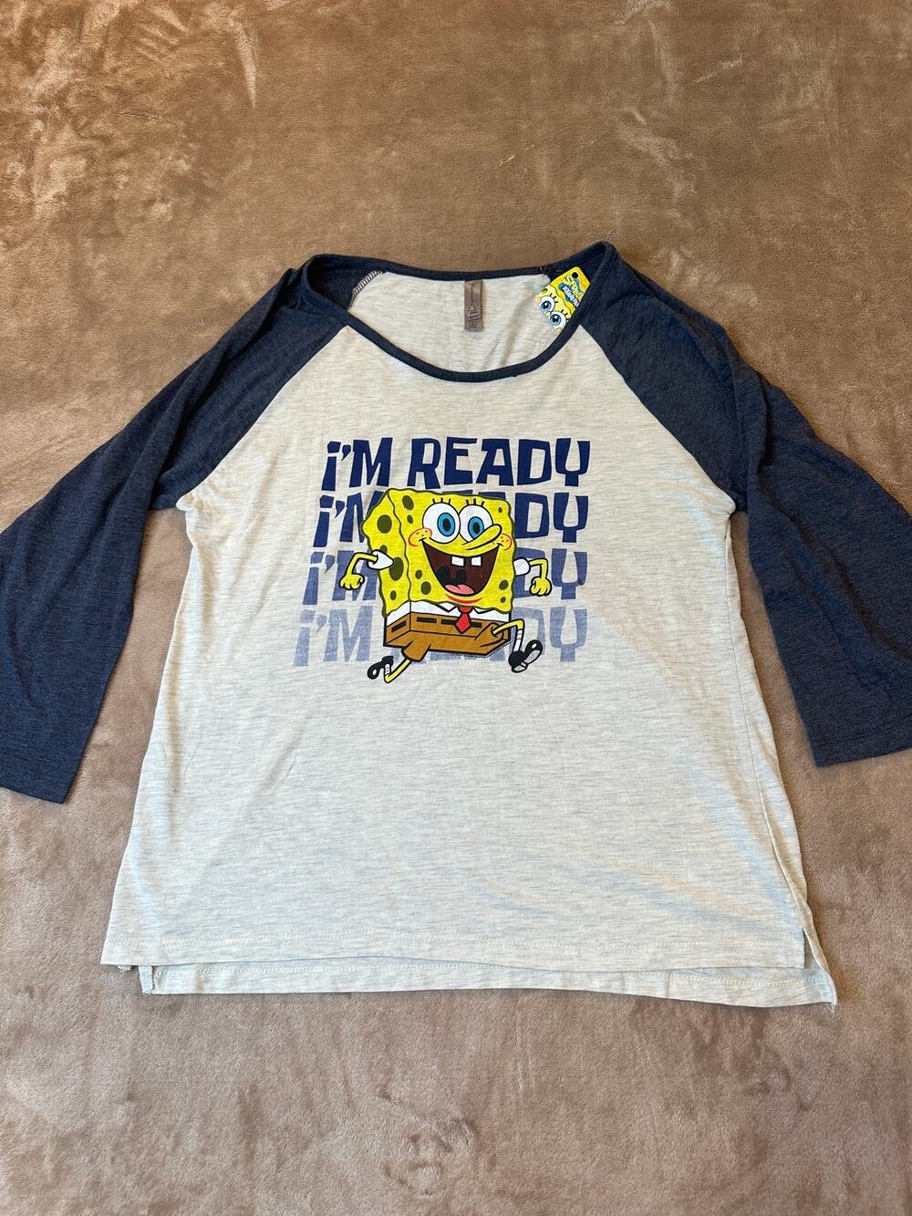 SpongeBob SquarePants I'm Ready Graphic Raglan Tee XL